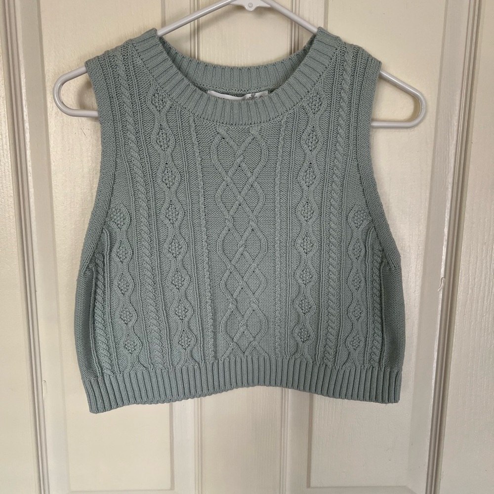 Altar'd State Mint Cable Knit Sweater